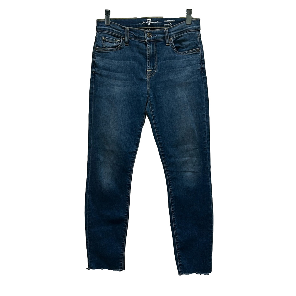 7 for All Mankind Roxanne Ankle Mid-Rise Jeans Dark Blue Wash Size 26